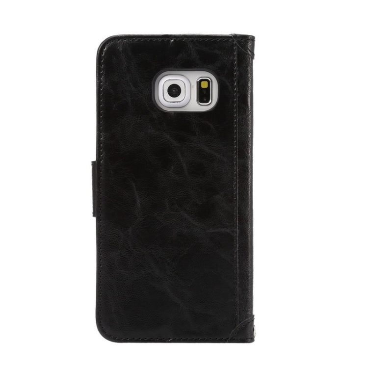 For Galaxy S6 Edge / G925 Wax Crazy Horse Texture Horizontal Flip Leather Case with Holder & Card Slots & Wallet & Photo Frame