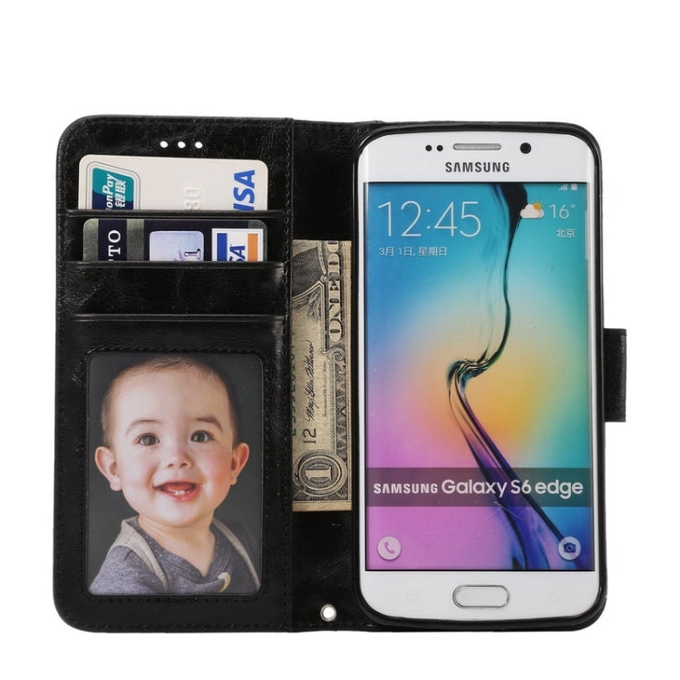 For Galaxy S6 Edge / G925 Wax Crazy Horse Texture Horizontal Flip Leather Case with Holder & Card Slots & Wallet & Photo Frame