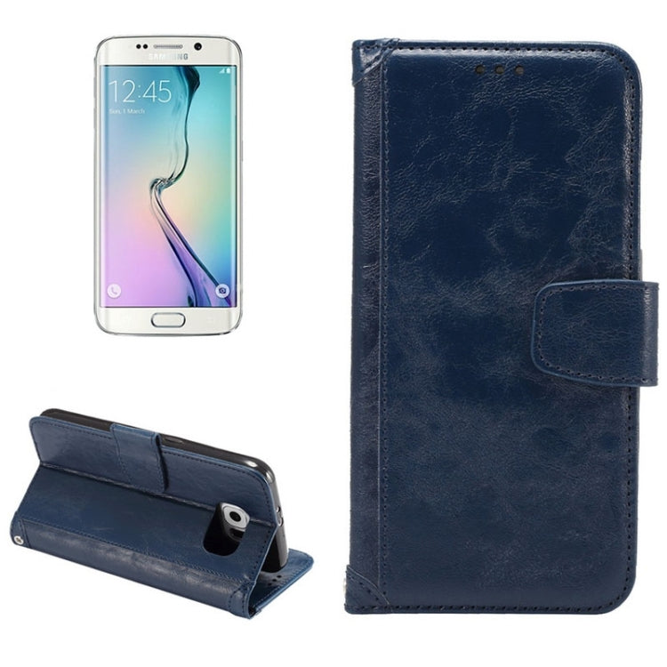 For Galaxy S6 Edge / G925 Wax Crazy Horse Texture Horizontal Flip Leather Case with Holder & Card Slots & Wallet & Photo Frame