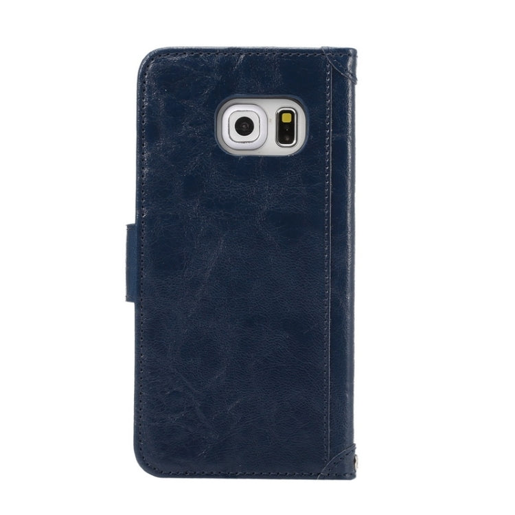 For Galaxy S6 Edge / G925 Wax Crazy Horse Texture Horizontal Flip Leather Case with Holder & Card Slots & Wallet & Photo Frame