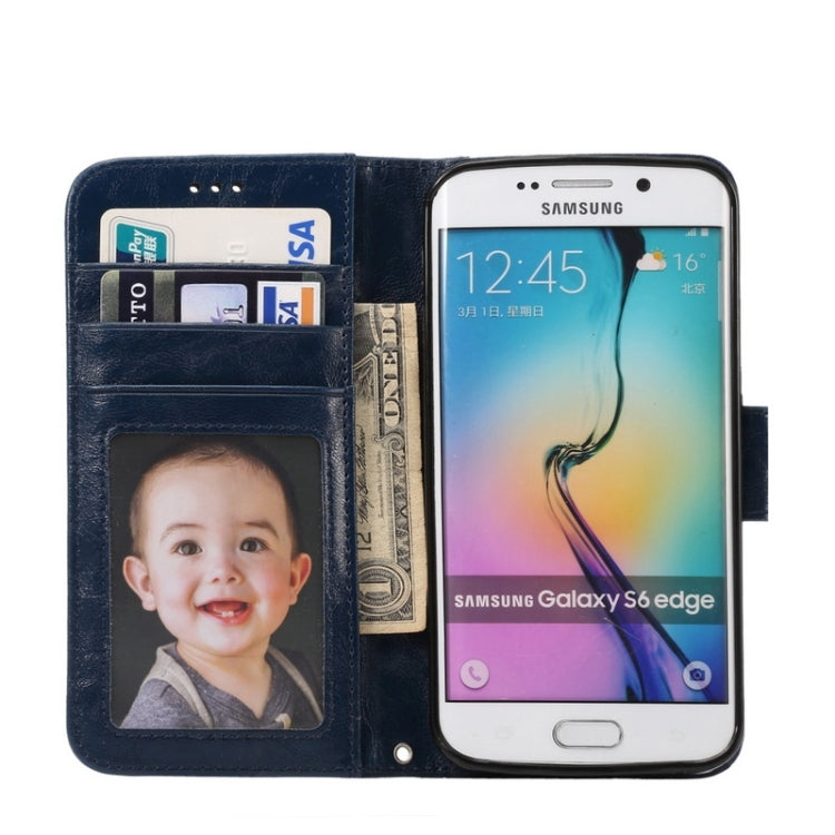 For Galaxy S6 Edge / G925 Wax Crazy Horse Texture Horizontal Flip Leather Case with Holder & Card Slots & Wallet & Photo Frame