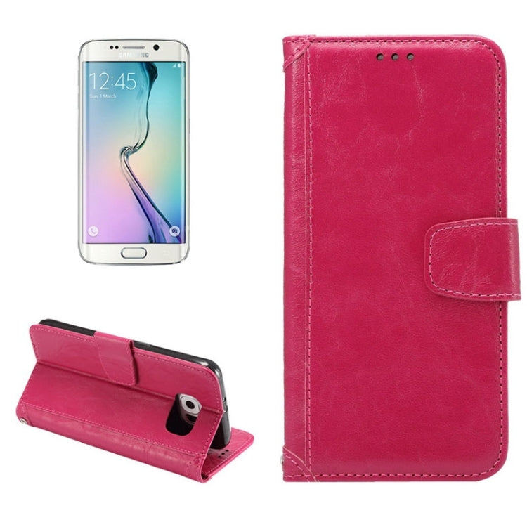 For Galaxy S6 Edge / G925 Wax Crazy Horse Texture Horizontal Flip Leather Case with Holder & Card Slots & Wallet & Photo Frame