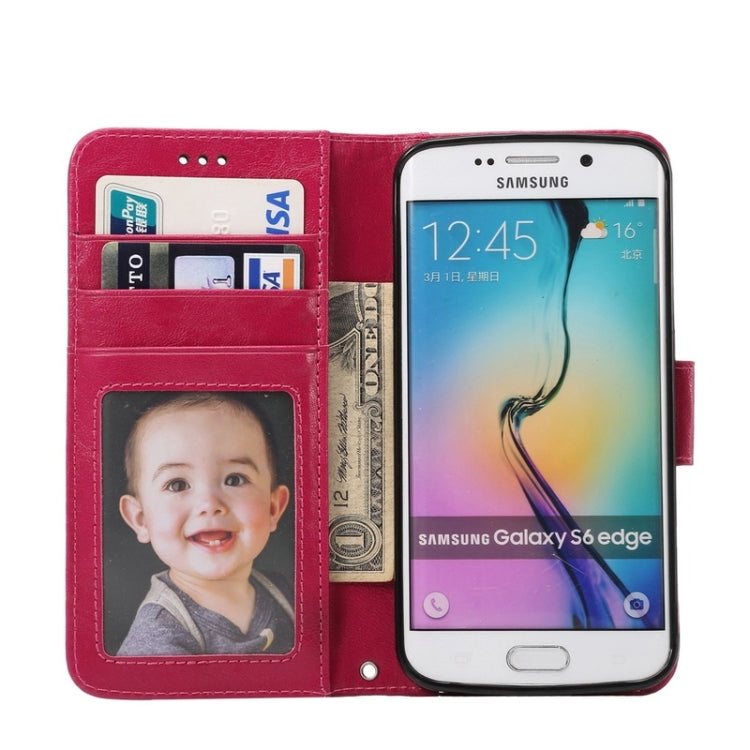 For Galaxy S6 Edge / G925 Wax Crazy Horse Texture Horizontal Flip Leather Case with Holder & Card Slots & Wallet & Photo Frame