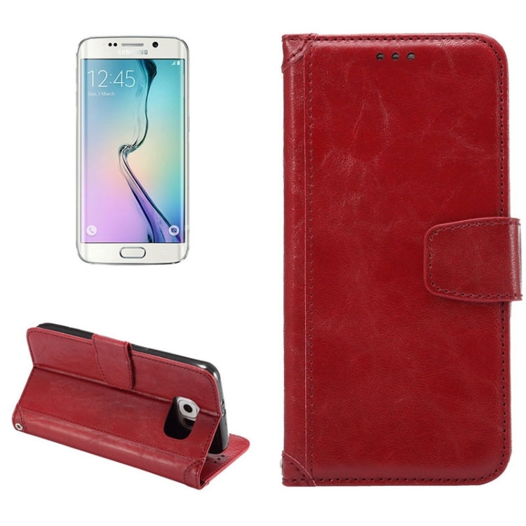 For Galaxy S6 Edge / G925 Wax Crazy Horse Texture Horizontal Flip Leather Case with Holder & Card Slots & Wallet & Photo Frame