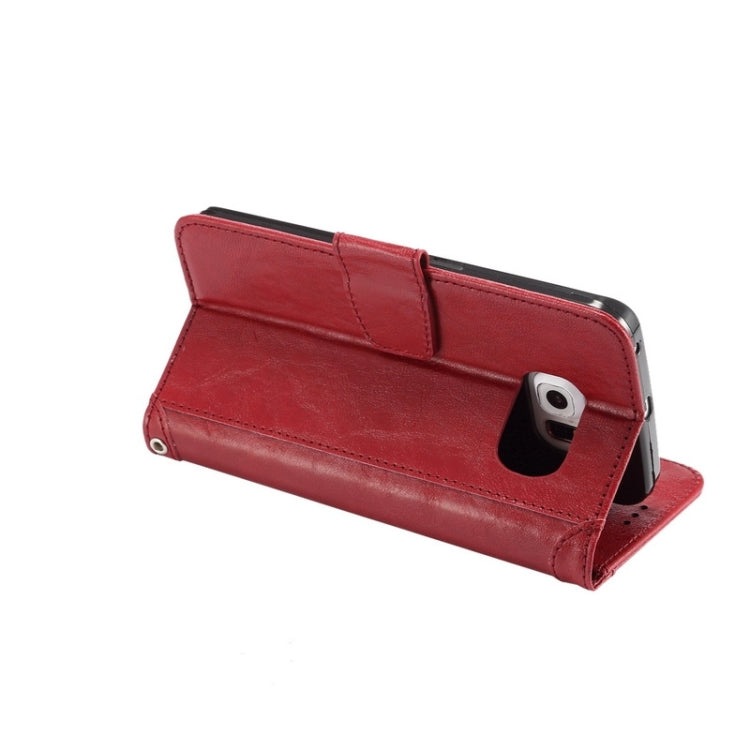 For Galaxy S6 Edge / G925 Wax Crazy Horse Texture Horizontal Flip Leather Case with Holder & Card Slots & Wallet & Photo Frame