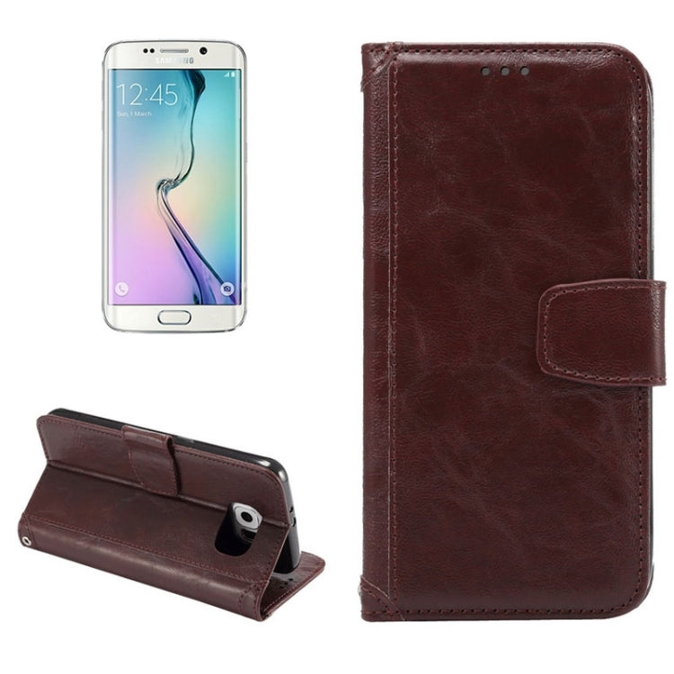 For Galaxy S6 Edge / G925 Wax Crazy Horse Texture Horizontal Flip Leather Case with Holder & Card Slots & Wallet & Photo Frame
