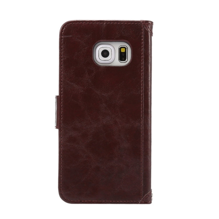 For Galaxy S6 Edge / G925 Wax Crazy Horse Texture Horizontal Flip Leather Case with Holder & Card Slots & Wallet & Photo Frame