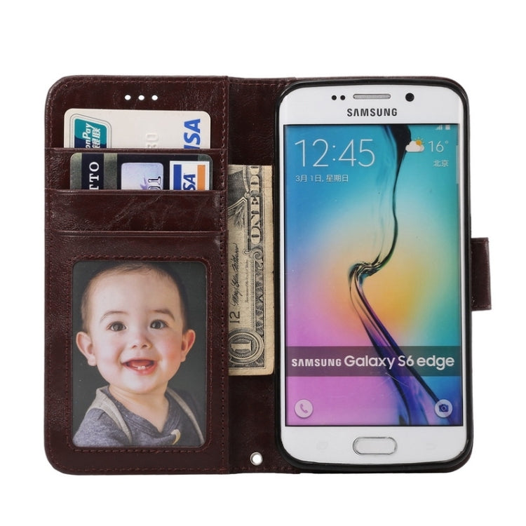 For Galaxy S6 Edge / G925 Wax Crazy Horse Texture Horizontal Flip Leather Case with Holder & Card Slots & Wallet & Photo Frame
