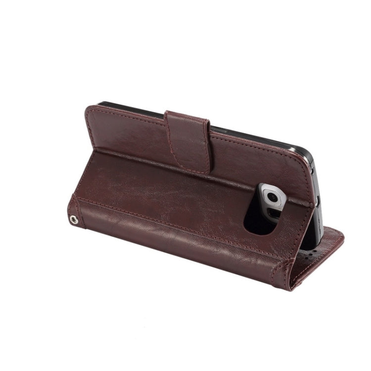 For Galaxy S6 Edge / G925 Wax Crazy Horse Texture Horizontal Flip Leather Case with Holder & Card Slots & Wallet & Photo Frame