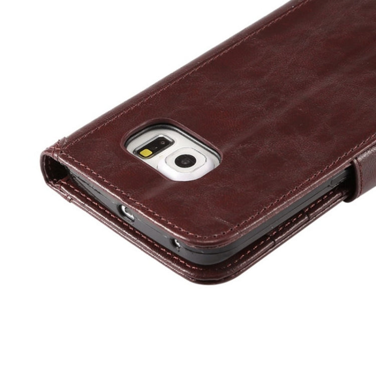 For Galaxy S6 Edge / G925 Wax Crazy Horse Texture Horizontal Flip Leather Case with Holder & Card Slots & Wallet & Photo Frame