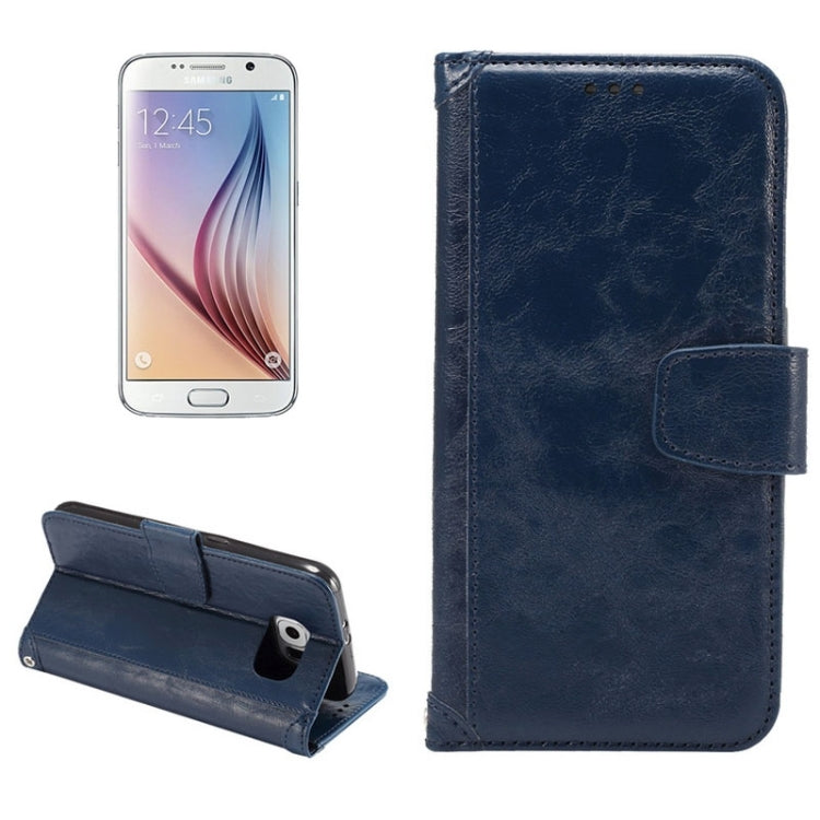 For Galaxy S6 / G920 Wax Crazy Horse Texture Horizontal Flip Leather Case with Holder & Card Slots & Wallet & Photo Frame