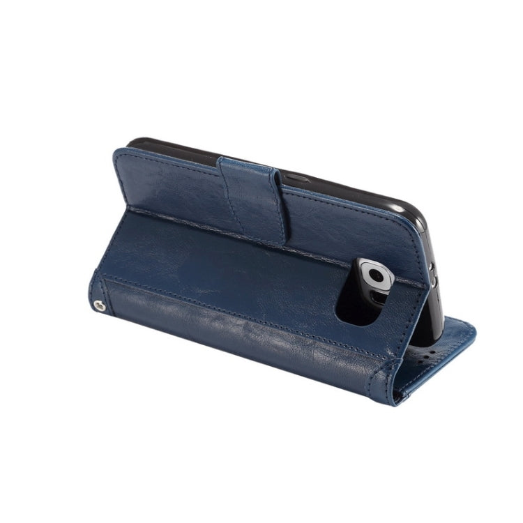 For Galaxy S6 / G920 Wax Crazy Horse Texture Horizontal Flip Leather Case with Holder & Card Slots & Wallet & Photo Frame