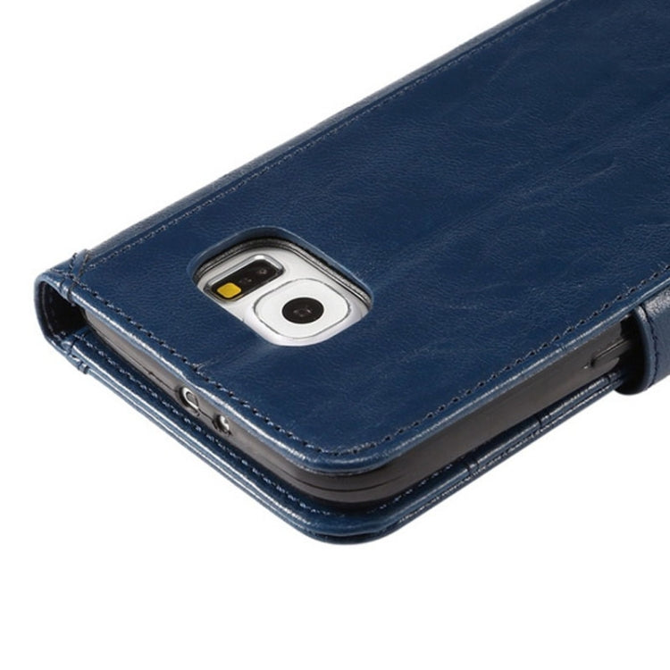 For Galaxy S6 / G920 Wax Crazy Horse Texture Horizontal Flip Leather Case with Holder & Card Slots & Wallet & Photo Frame