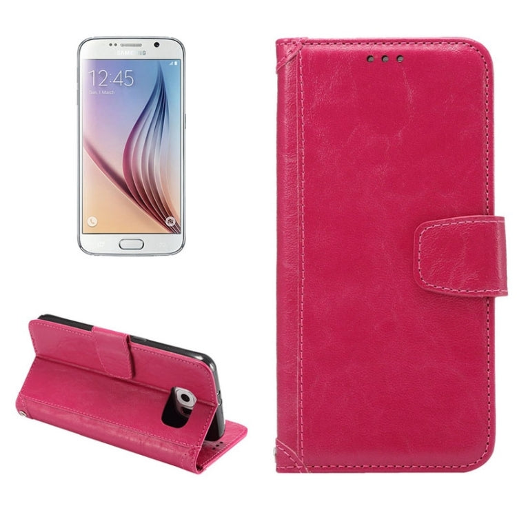 For Galaxy S6 / G920 Wax Crazy Horse Texture Horizontal Flip Leather Case with Holder & Card Slots & Wallet & Photo Frame