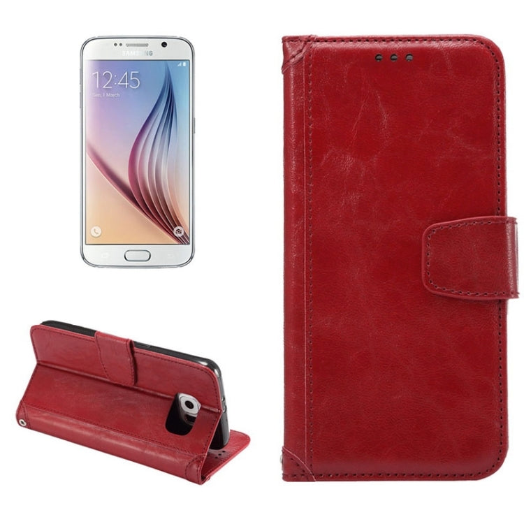 For Galaxy S6 / G920 Wax Crazy Horse Texture Horizontal Flip Leather Case with Holder & Card Slots & Wallet & Photo Frame
