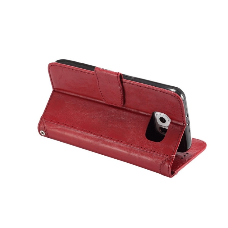For Galaxy S6 / G920 Wax Crazy Horse Texture Horizontal Flip Leather Case with Holder & Card Slots & Wallet & Photo Frame