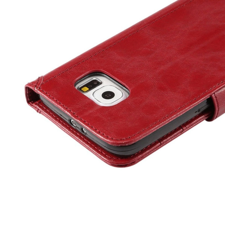 For Galaxy S6 / G920 Wax Crazy Horse Texture Horizontal Flip Leather Case with Holder & Card Slots & Wallet & Photo Frame