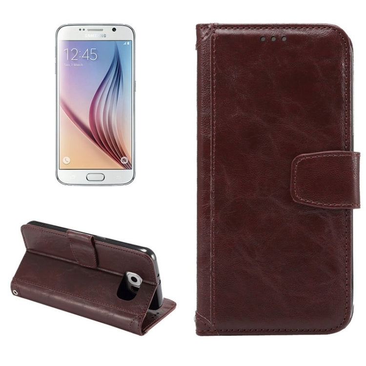 For Galaxy S6 / G920 Wax Crazy Horse Texture Horizontal Flip Leather Case with Holder & Card Slots & Wallet & Photo Frame