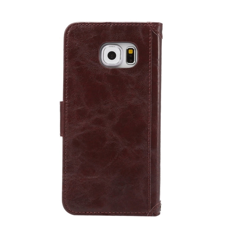 For Galaxy S6 / G920 Wax Crazy Horse Texture Horizontal Flip Leather Case with Holder & Card Slots & Wallet & Photo Frame