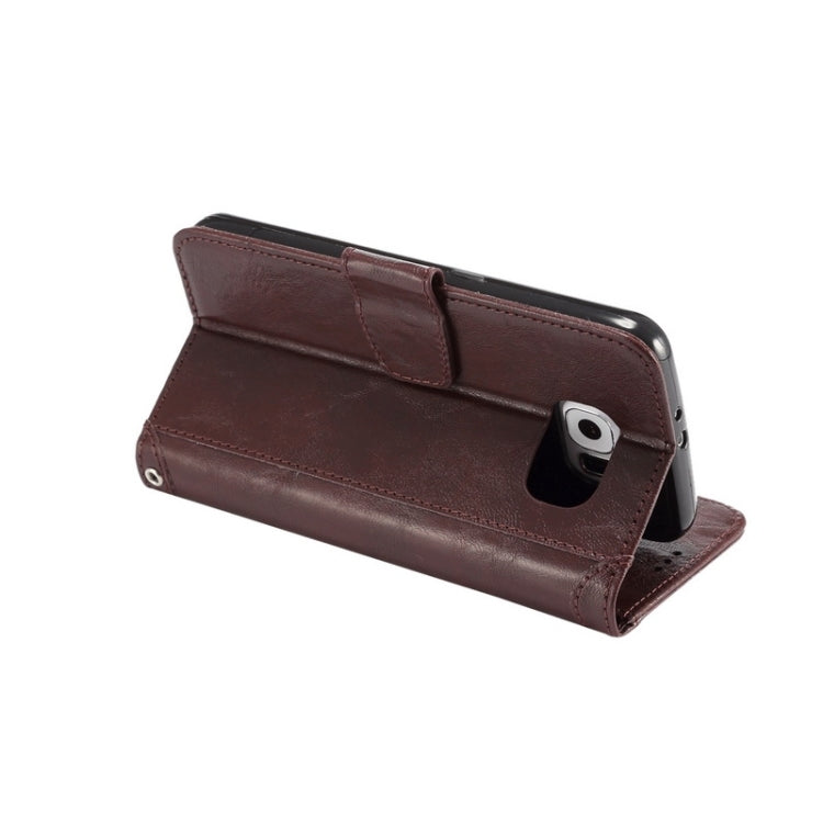 For Galaxy S6 / G920 Wax Crazy Horse Texture Horizontal Flip Leather Case with Holder & Card Slots & Wallet & Photo Frame