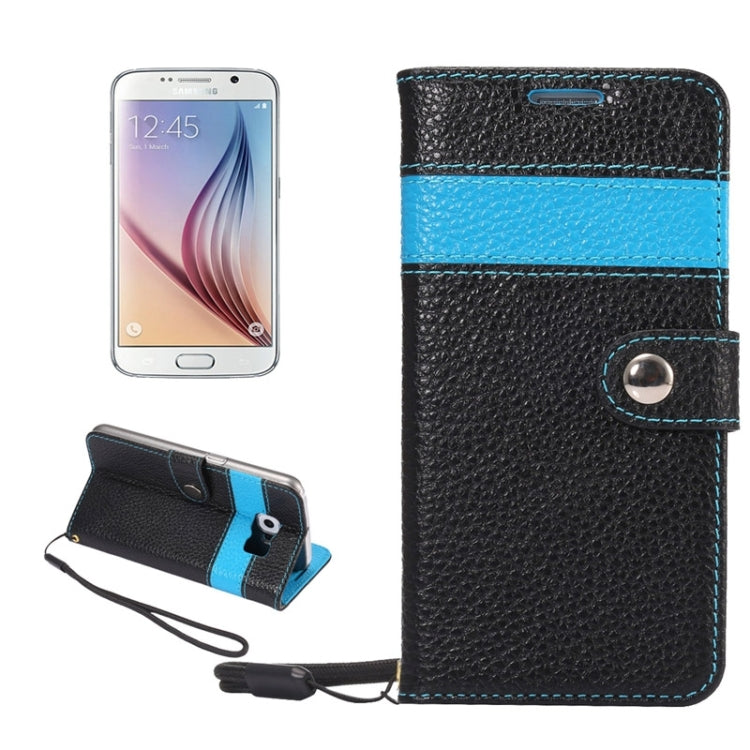 For Galaxy S6 / G920 Litchi Texture Horizontal Flip Color Matching Style Genuine Leather Case with Holder & Card Slots & Wallet & Lanyard