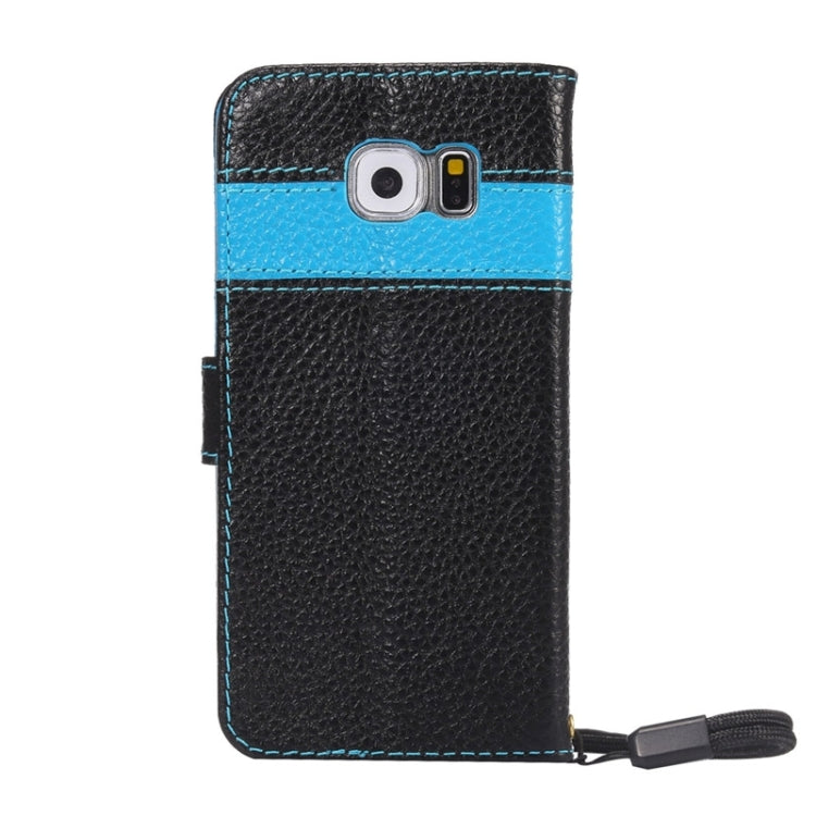 For Galaxy S6 / G920 Litchi Texture Horizontal Flip Color Matching Style Genuine Leather Case with Holder & Card Slots & Wallet & Lanyard