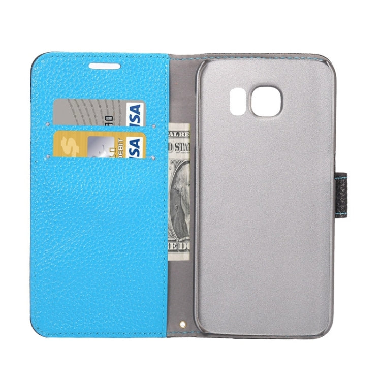 For Galaxy S6 / G920 Litchi Texture Horizontal Flip Color Matching Style Genuine Leather Case with Holder & Card Slots & Wallet & Lanyard
