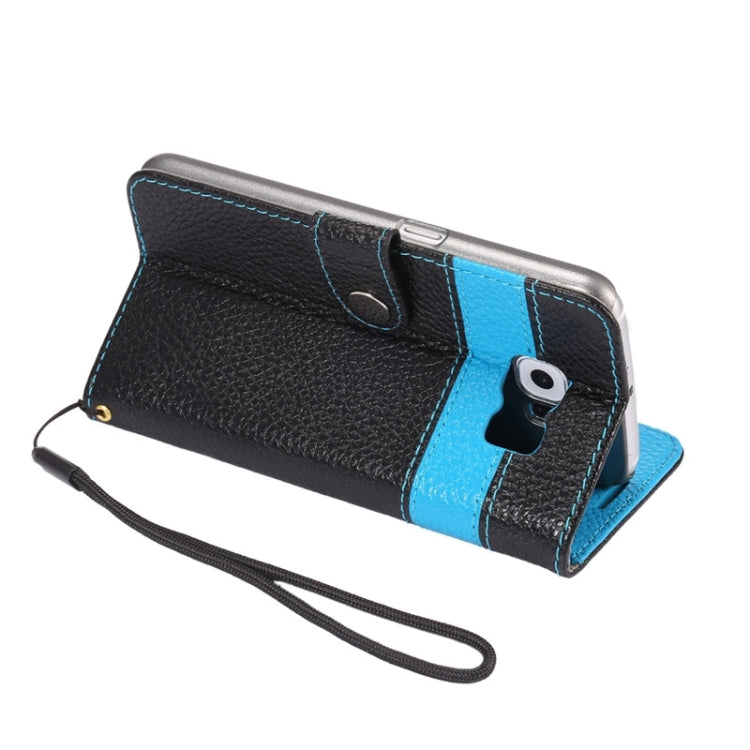 For Galaxy S6 / G920 Litchi Texture Horizontal Flip Color Matching Style Genuine Leather Case with Holder & Card Slots & Wallet & Lanyard