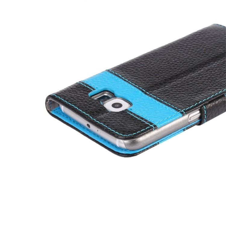 For Galaxy S6 / G920 Litchi Texture Horizontal Flip Color Matching Style Genuine Leather Case with Holder & Card Slots & Wallet & Lanyard