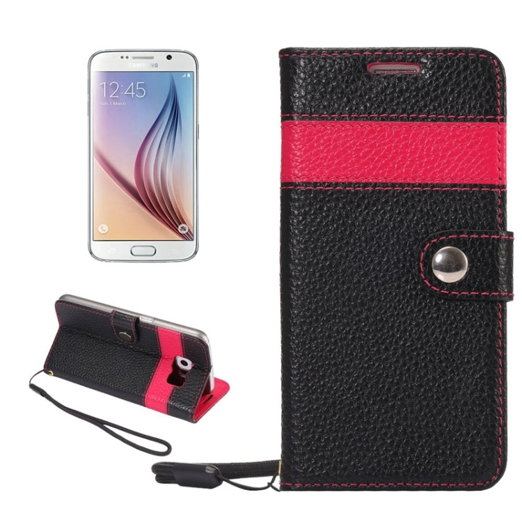 For Galaxy S6 / G920 Litchi Texture Horizontal Flip Color Matching Style Genuine Leather Case with Holder & Card Slots & Wallet & Lanyard