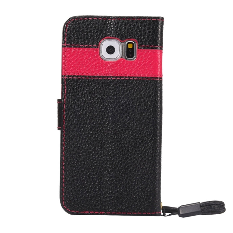 For Galaxy S6 / G920 Litchi Texture Horizontal Flip Color Matching Style Genuine Leather Case with Holder & Card Slots & Wallet & Lanyard