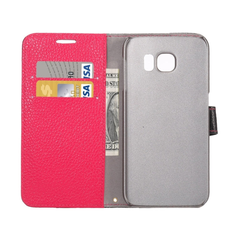 For Galaxy S6 / G920 Litchi Texture Horizontal Flip Color Matching Style Genuine Leather Case with Holder & Card Slots & Wallet & Lanyard