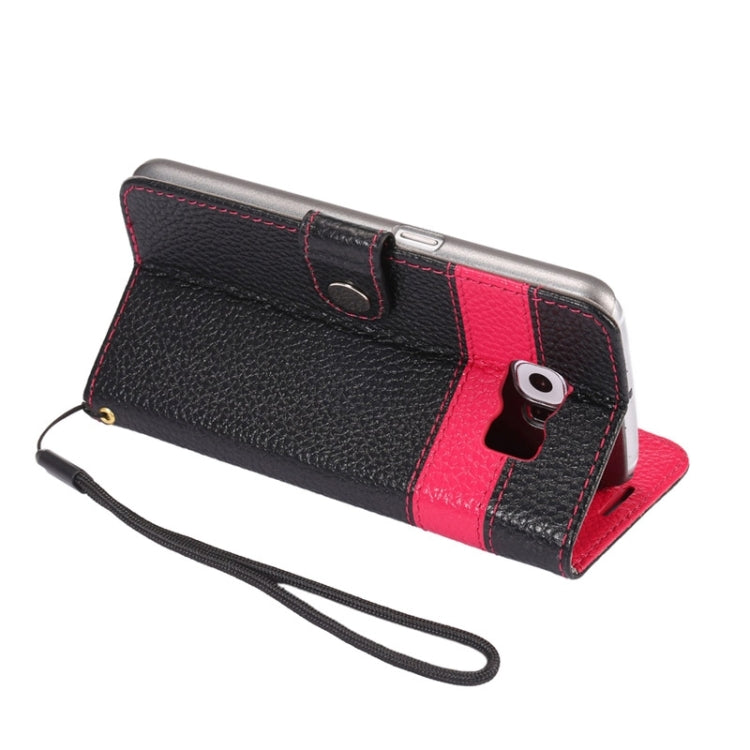 For Galaxy S6 / G920 Litchi Texture Horizontal Flip Color Matching Style Genuine Leather Case with Holder & Card Slots & Wallet & Lanyard