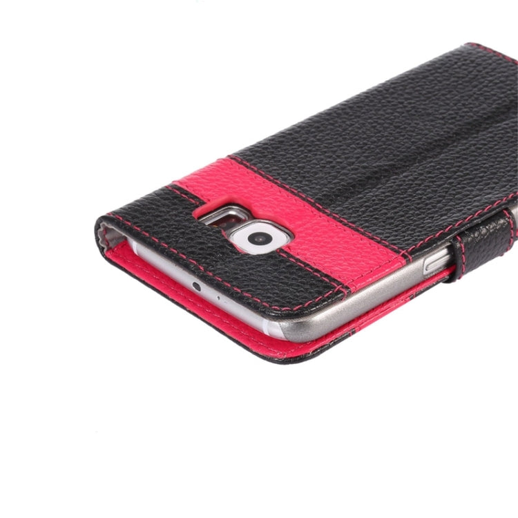 For Galaxy S6 / G920 Litchi Texture Horizontal Flip Color Matching Style Genuine Leather Case with Holder & Card Slots & Wallet & Lanyard
