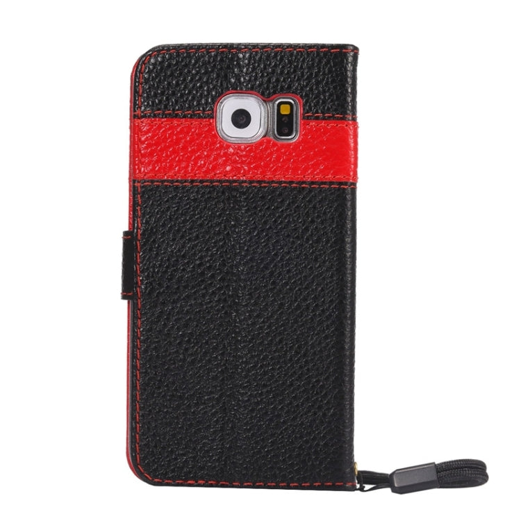 For Galaxy S6 / G920 Litchi Texture Horizontal Flip Color Matching Style Genuine Leather Case with Holder & Card Slots & Wallet & Lanyard