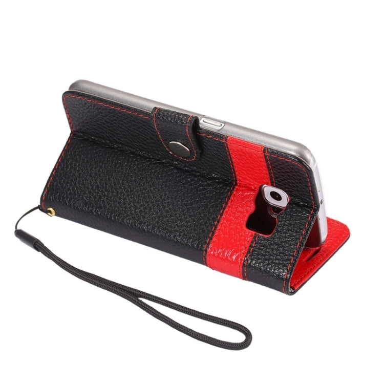For Galaxy S6 / G920 Litchi Texture Horizontal Flip Color Matching Style Genuine Leather Case with Holder & Card Slots & Wallet & Lanyard