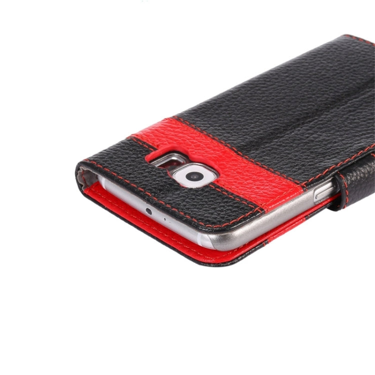 For Galaxy S6 / G920 Litchi Texture Horizontal Flip Color Matching Style Genuine Leather Case with Holder & Card Slots & Wallet & Lanyard