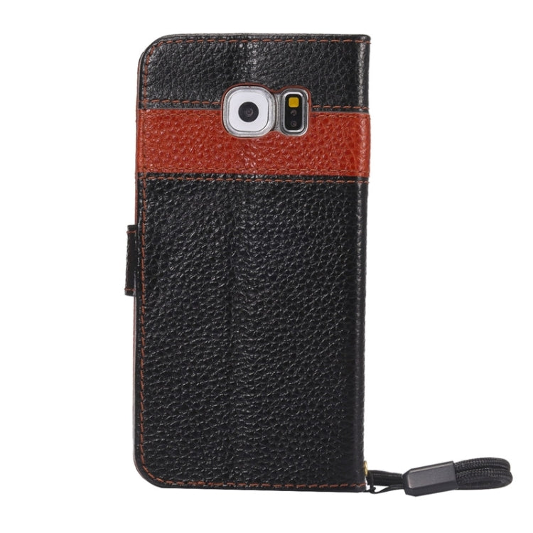 For Galaxy S6 / G920 Litchi Texture Horizontal Flip Color Matching Style Genuine Leather Case with Holder & Card Slots & Wallet & Lanyard