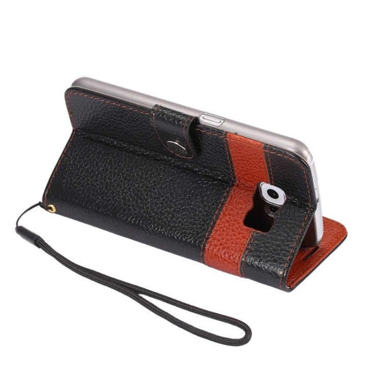 For Galaxy S6 / G920 Litchi Texture Horizontal Flip Color Matching Style Genuine Leather Case with Holder & Card Slots & Wallet & Lanyard