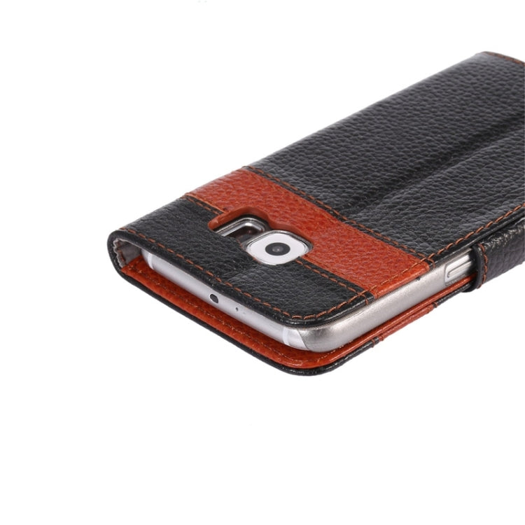 For Galaxy S6 / G920 Litchi Texture Horizontal Flip Color Matching Style Genuine Leather Case with Holder & Card Slots & Wallet & Lanyard
