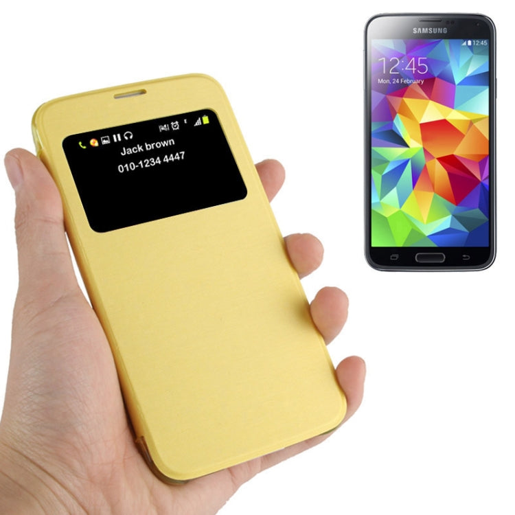 Horizontal Flip Leather Case with Call Display ID for Galaxy S5 mini / G800