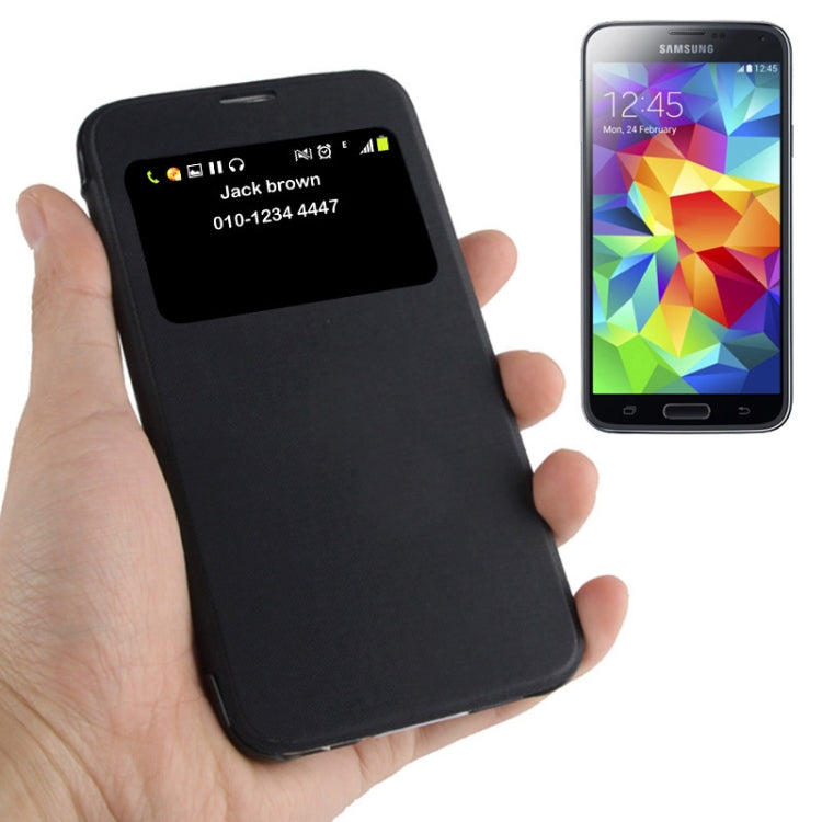 Horizontal Flip Leather Case with Call Display ID for Galaxy S5 mini / G800