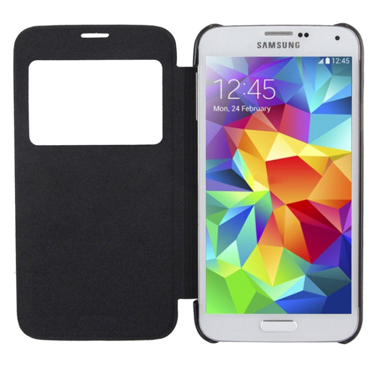 Horizontal Flip Leather Case with Call Display ID for Galaxy S5 mini / G800