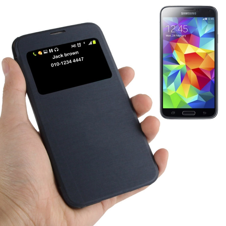 Horizontal Flip Leather Case with Call Display ID for Galaxy S5 mini / G800