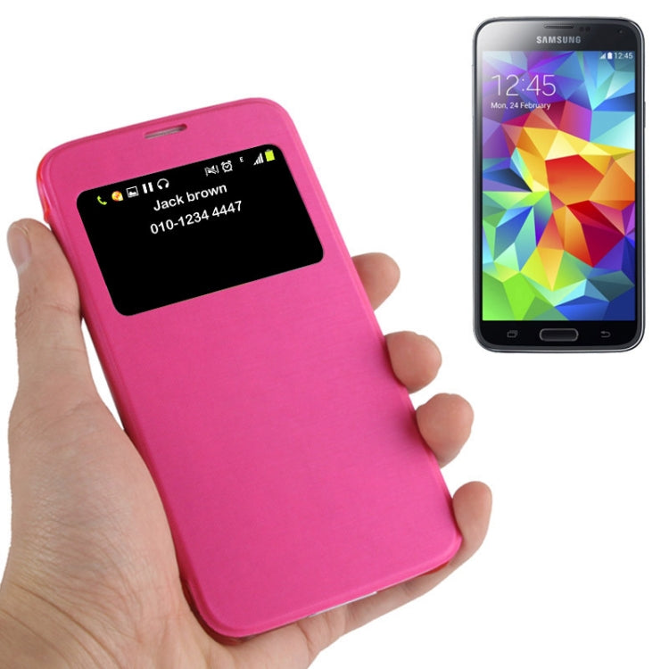 Horizontal Flip Leather Case with Call Display ID for Galaxy S5 mini / G800