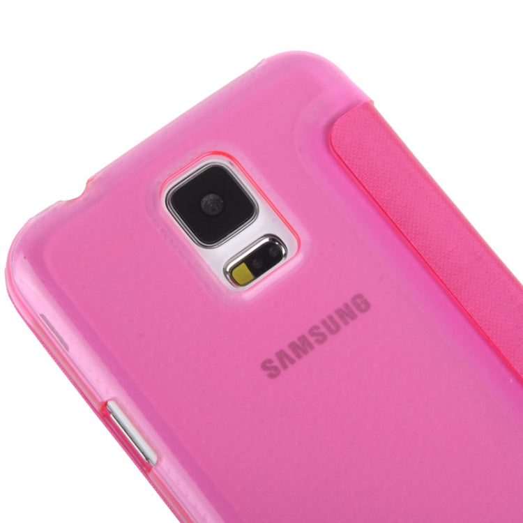 Horizontal Flip Leather Case with Call Display ID for Galaxy S5 mini / G800