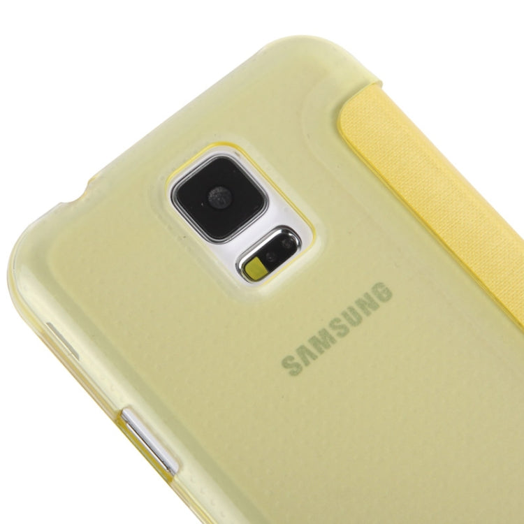 Horizontal Flip Leather Case with Call Display ID for Galaxy S5 mini / G800