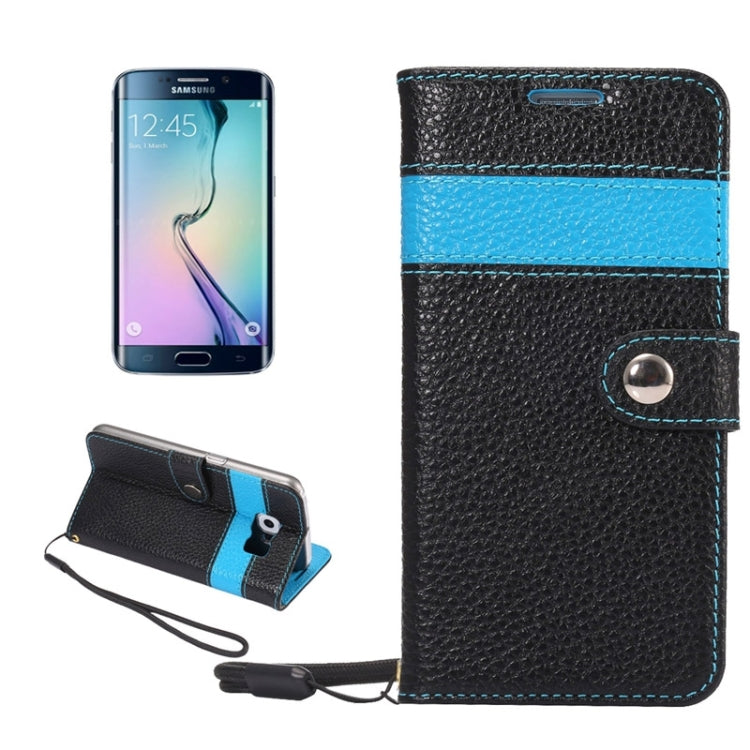 For Galaxy S6 Edge / G925 Litchi Texture Horizontal Flip Color Matching Style Genuine Leather Case with Holder & Card Slots & Wallet & Lanyard