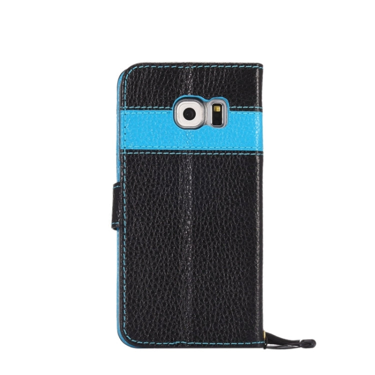 For Galaxy S6 Edge / G925 Litchi Texture Horizontal Flip Color Matching Style Genuine Leather Case with Holder & Card Slots & Wallet & Lanyard
