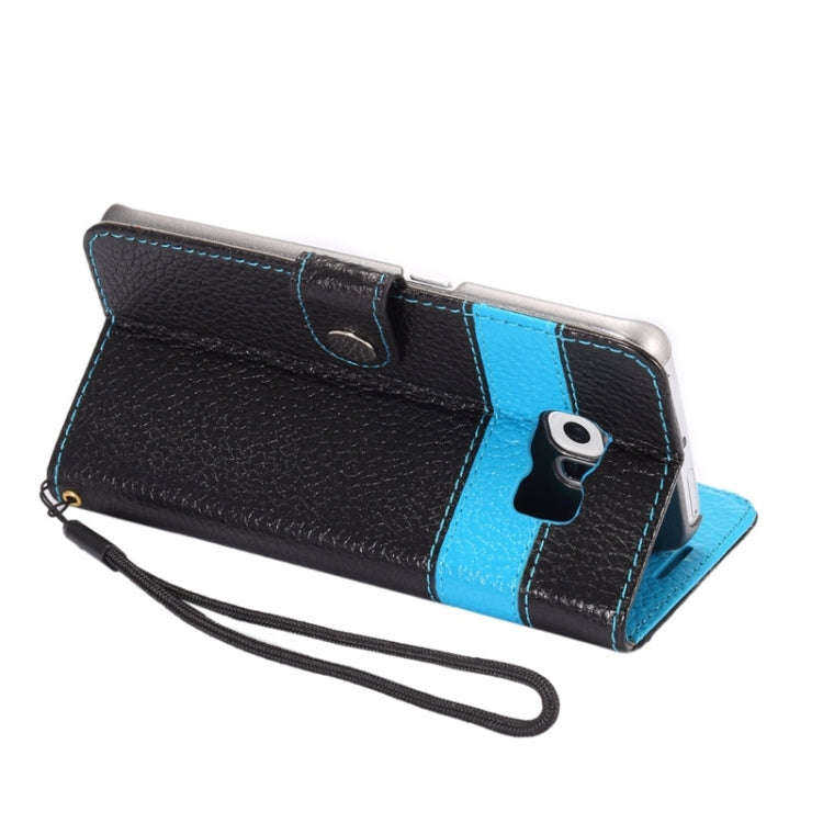 For Galaxy S6 Edge / G925 Litchi Texture Horizontal Flip Color Matching Style Genuine Leather Case with Holder & Card Slots & Wallet & Lanyard
